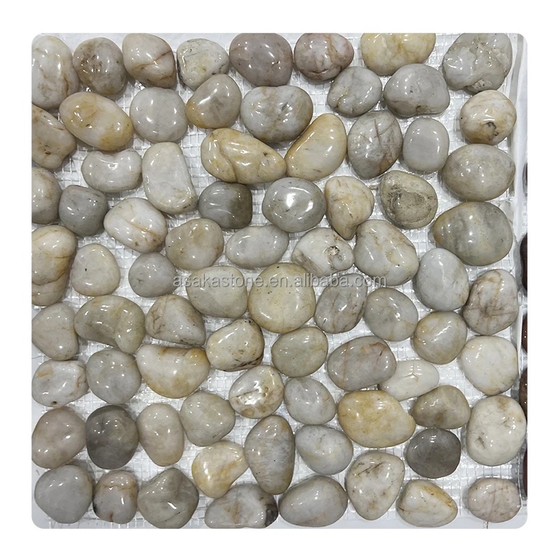 Manufacturer Natural Polished White river Pebble Stone Mosaic Tile for paving floor wall bathroom kitchen garden home decoration