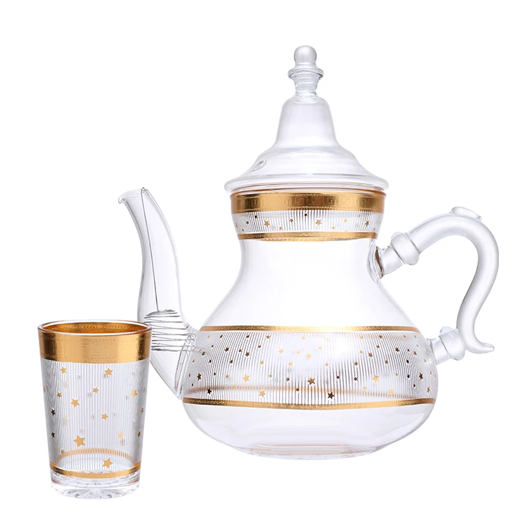 Wholesale 7pcs Moroccan Style Teapot And tea cup set hot selling hand making decal design