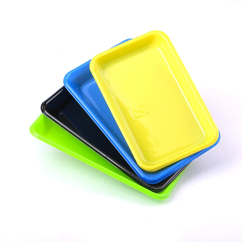 Colorful Disposable Plastic Food Packaging Flat Tray For Fruit Vegetable And Meat
