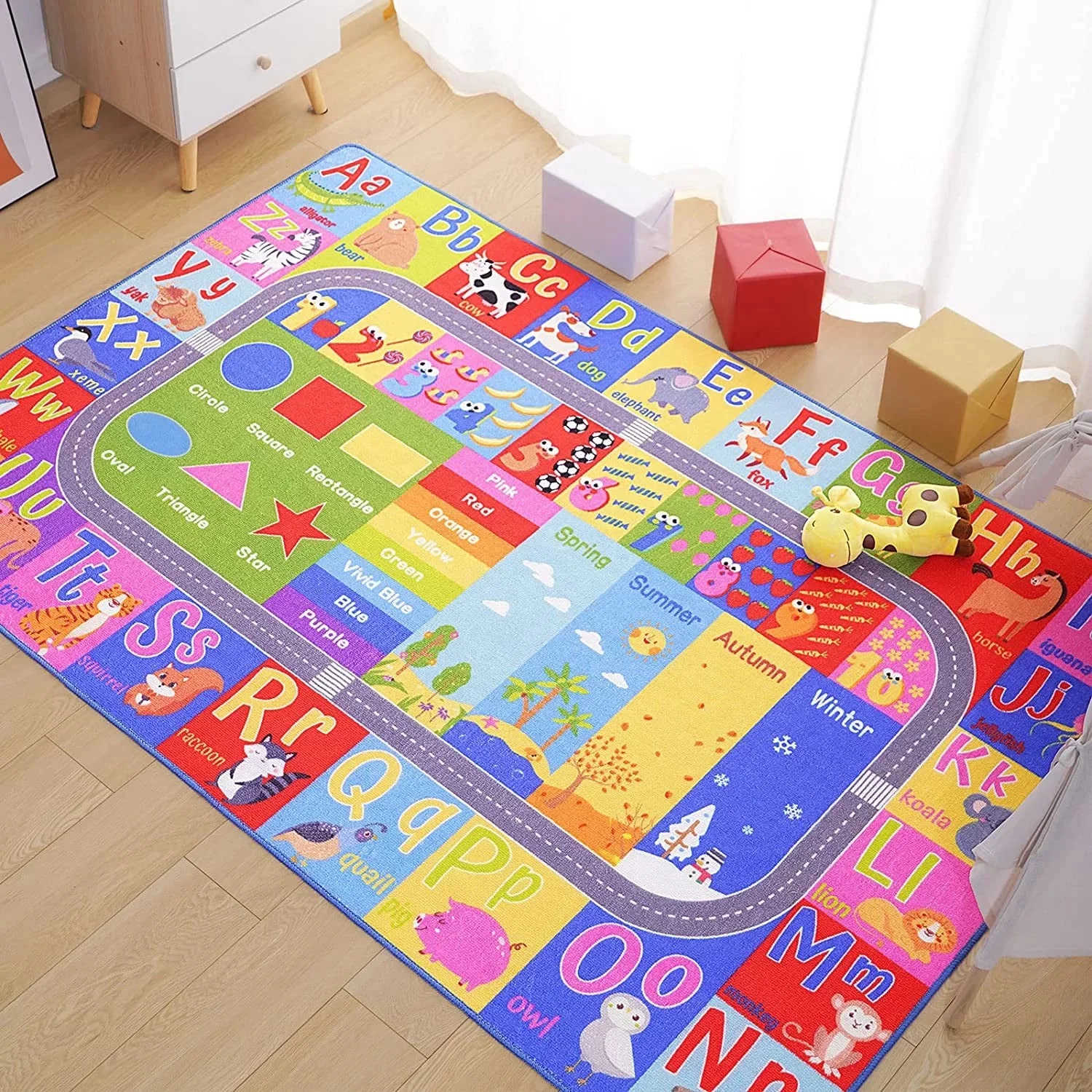 Kids Alphabet Rug ABC Mat Carpet Toddler Fun Educational Activity Kids Room Playroom Bedroom Kindergarten Nursery Rugs