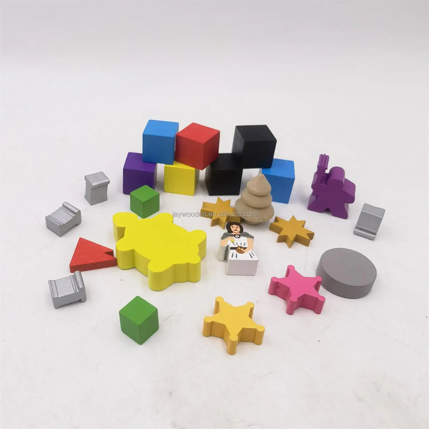 Factory Custom designs Chinese wooden Board Game pieces Pawns and Dices meeple for board game Indoor Play