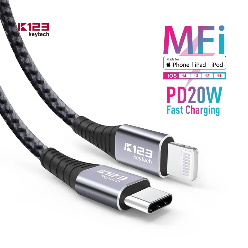 Big Deals Original MFi certified 1m nylon braided fast usb charging cable For iphone fast charging USB Cable