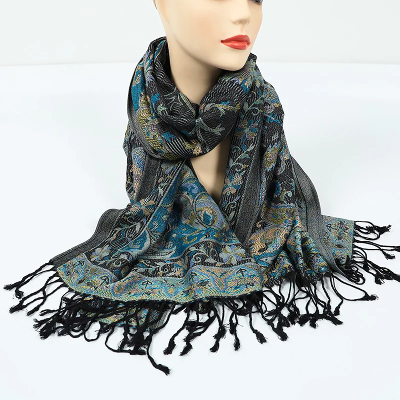 New Style Long Scarf Thick Soft Head Shawl Scarf Viscose Classic Women Pashmina Scarf Shawl With Tassel