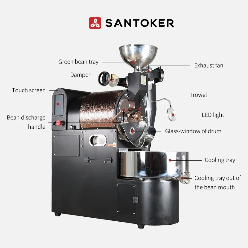 SANTOKER R2 master coffee roaster 2kg  full automatic coffee machine gas coffee roasters