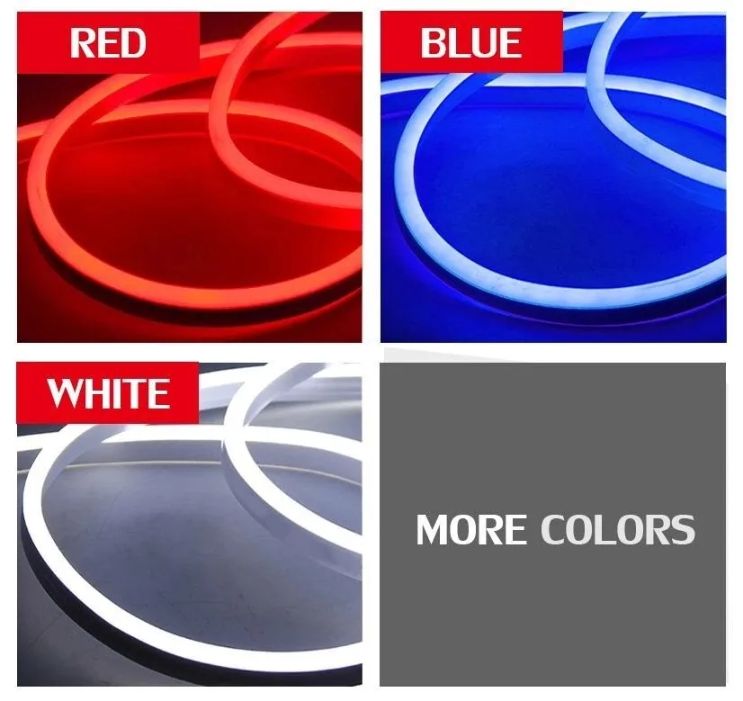 Waterproof Ip67 Smd 2835 Led Neon Flx Tube Light 2 Wires 10*20mm 230v For Christmas Party Wedding Holiday Decor Lighting