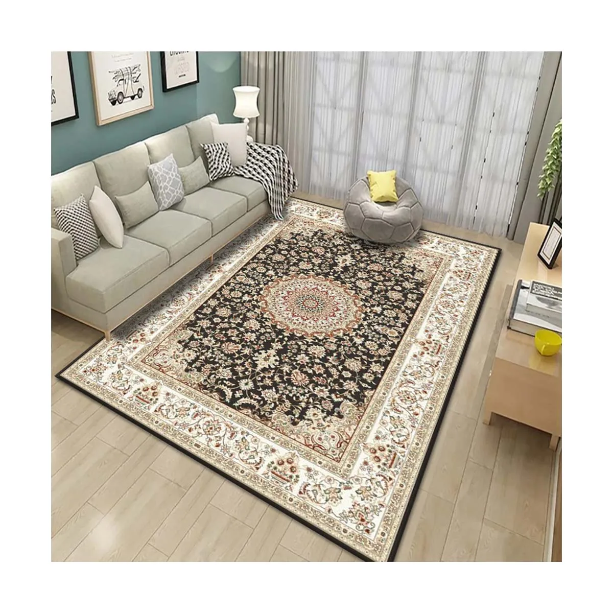 Modern 3D Printed Polyester Floor Carpet Large Washable Plush Living Room Rug Factory Wholesale Colorful Traditional Style