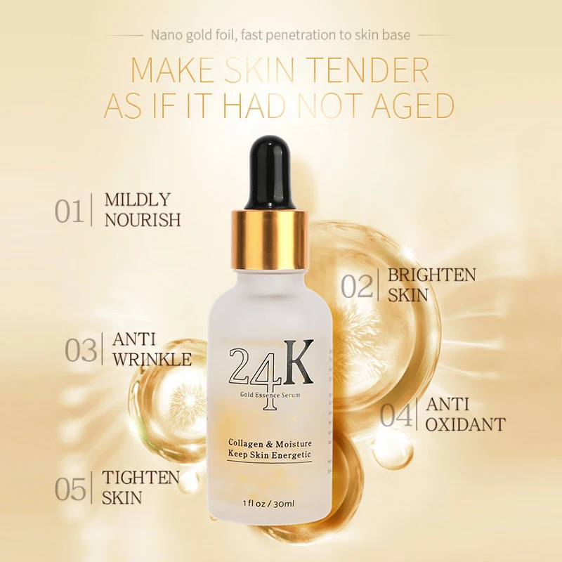 Beauty Personal Care 24k Gold Essence Organic Skincare Hyaluronic Serum Skin Care Anti Aging Collagen Vegan Cosmetics Face Serum