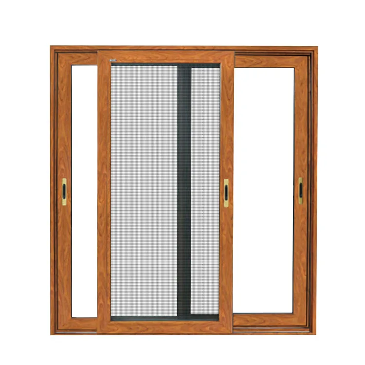 new design wood grain finish aluminum window double tempered glass sliding windows