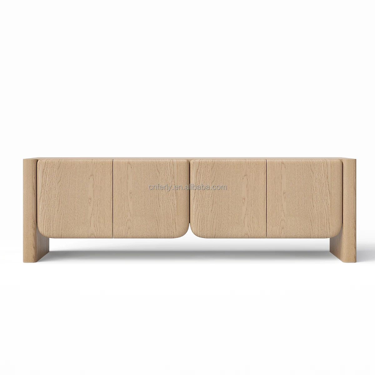 FERLY 2024 New Luxury Media Console TV Stand Cabinet For Living Room Solid Oak Wood Media Console Tables