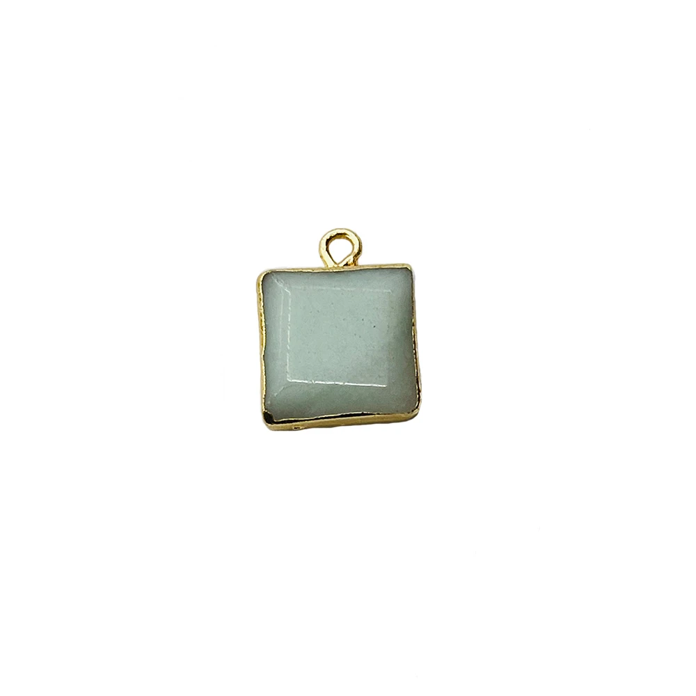 Best Price Geometric Square Inlaid Gemstone Necklace Pendant 18K Gold Plated Stainless Steel Square Pendant Jewelry Accessories