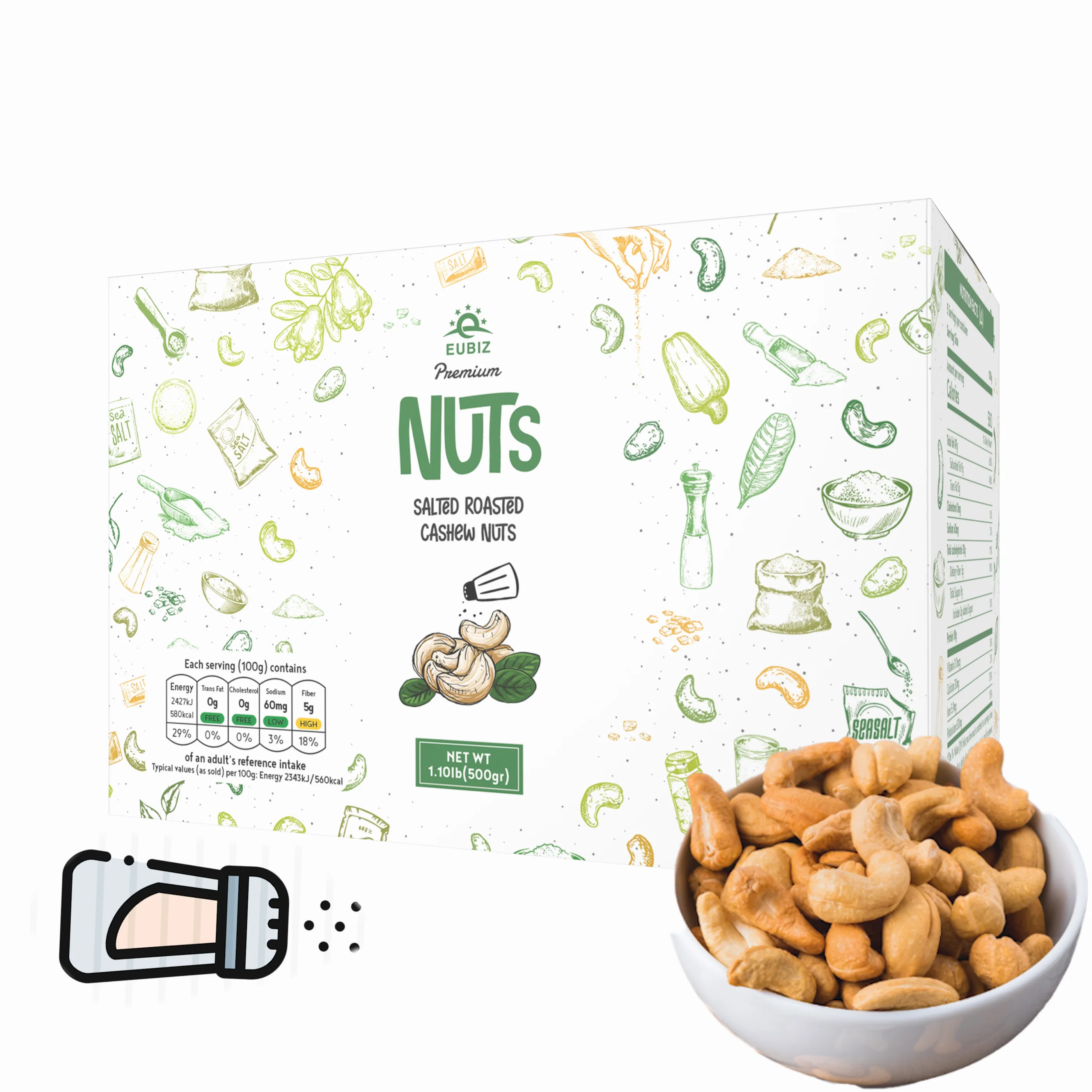 Cashew Nuts 500g Sub Premium Grade Dried Roasted Salted