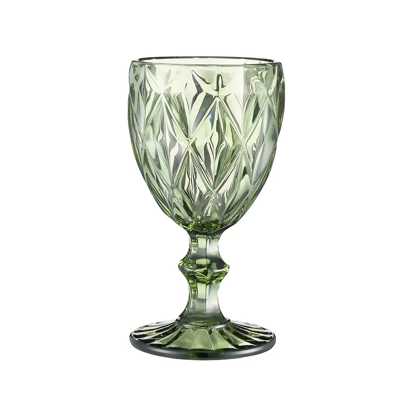 Heat Resistant Vintage Goblet Wine Juice Glass Cups Color Emboss Drink Glass Sublimation For Wedding Bar Patty