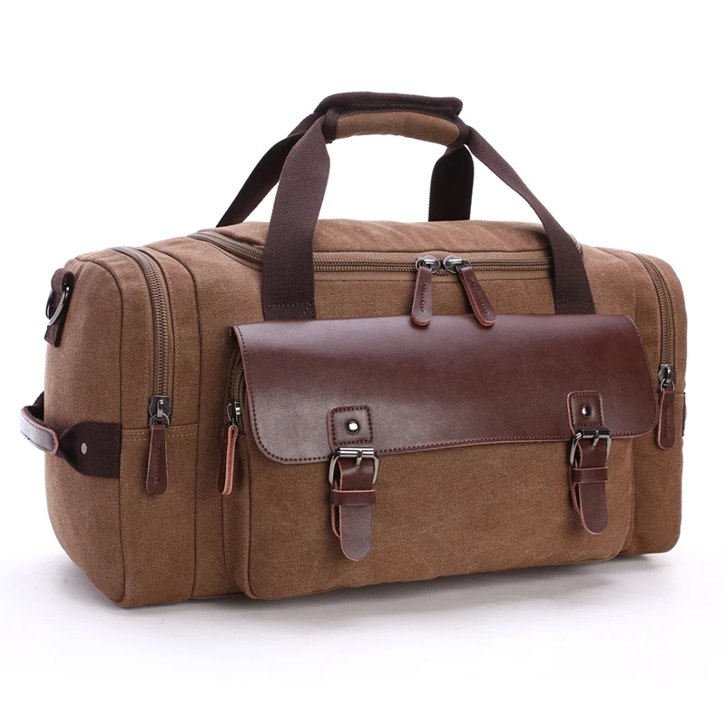 
High quality 2021 hot sale canvas leather travel bags travel tote bags 