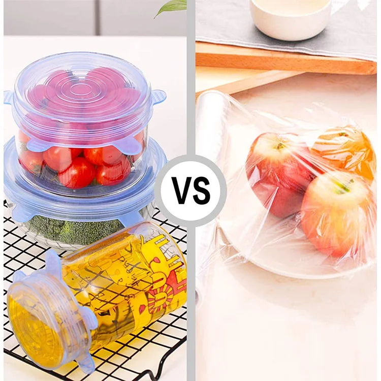 Food Grade Reusable Food Saving Container Lid Sets Stretchy Bowl Covers Flexible Silicone Stretch Lids
