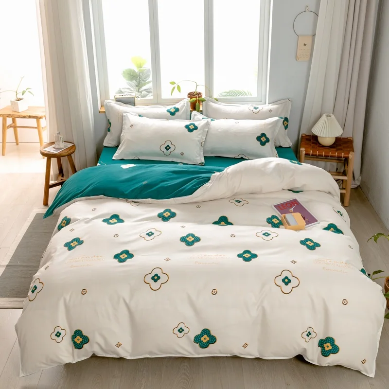 
Wholesale cotton polyester superfine fiber aloe cotton bed sheet quilt cover wholesale small petal pattern bed sheet 