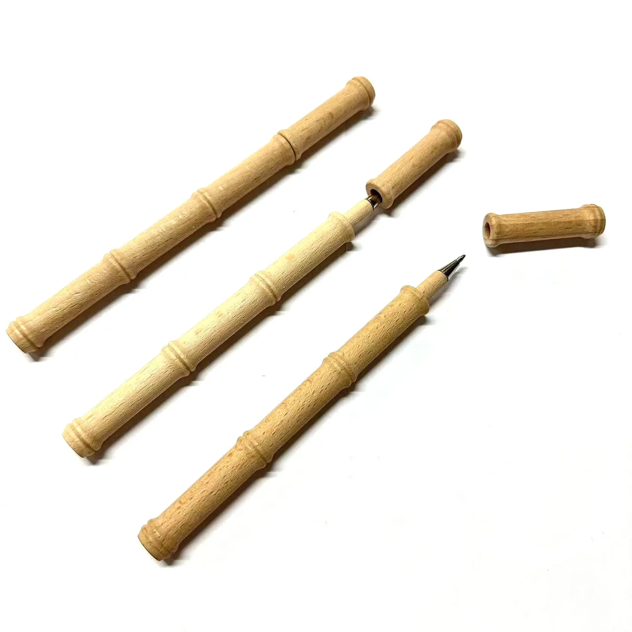 Factory Custom Natural Wooden Bamboo Shape Ball Pen Bulk Promotional Ball Point Pen High Quality Bamboo Pens