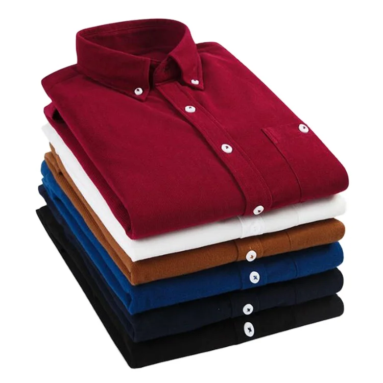 Осенняя Вельветовая Мужская рубашка на каждый день сплошной цвет Slim Fit длинный рукав вельвет плюс размер 5XL для мужчин