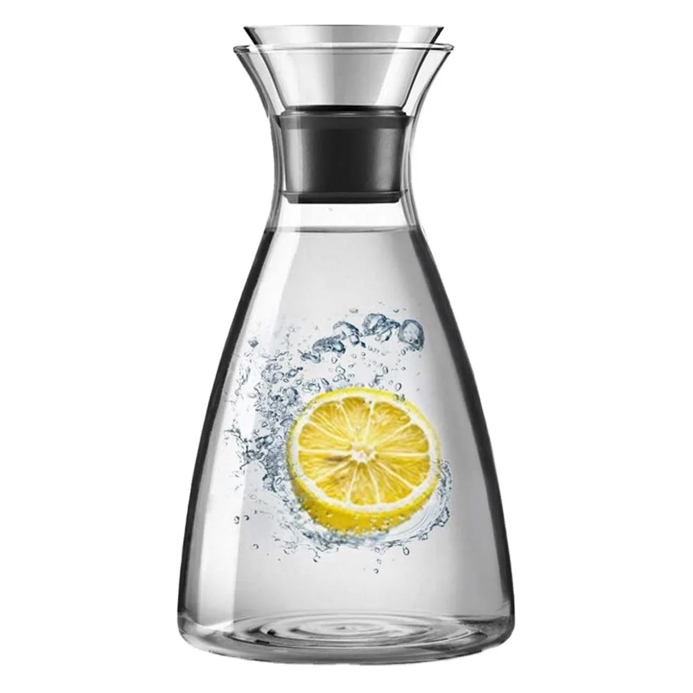 55 Oz Heat Resistant Borosilicate Water Carafe Glass Pitcher with Stainless Steel Flow Lid Denmark style solo cold water pot