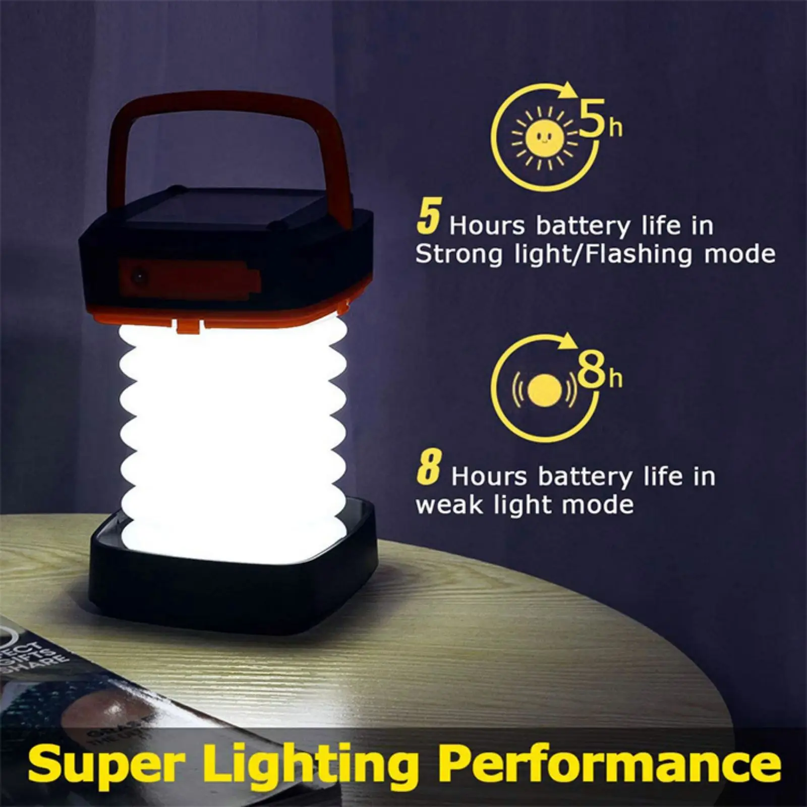 Solar power Outdoor Camping Light emergency Tent Light  Portable Folding Light