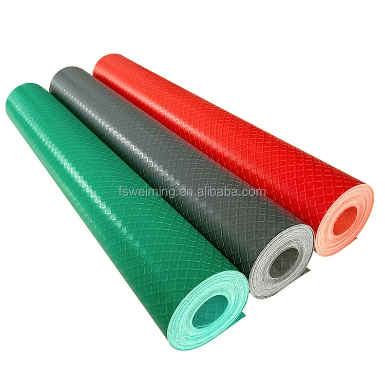 Waterproof Anti Slip PVC Garage Floor Mat With Embossed Square