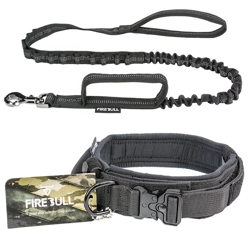 Sohpety Luxury Nylon Hardware Heavy Duty Pet Leash Set Designer Metal Buckle Tactical Dog Collar