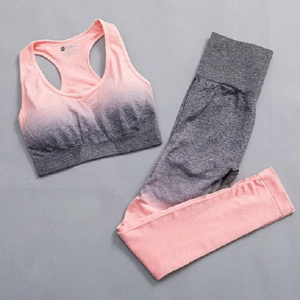 
 High Impact Two Pieces Long Sleeve and Pant Fitness Clothing Tie Dye Seamless Yoga Set  