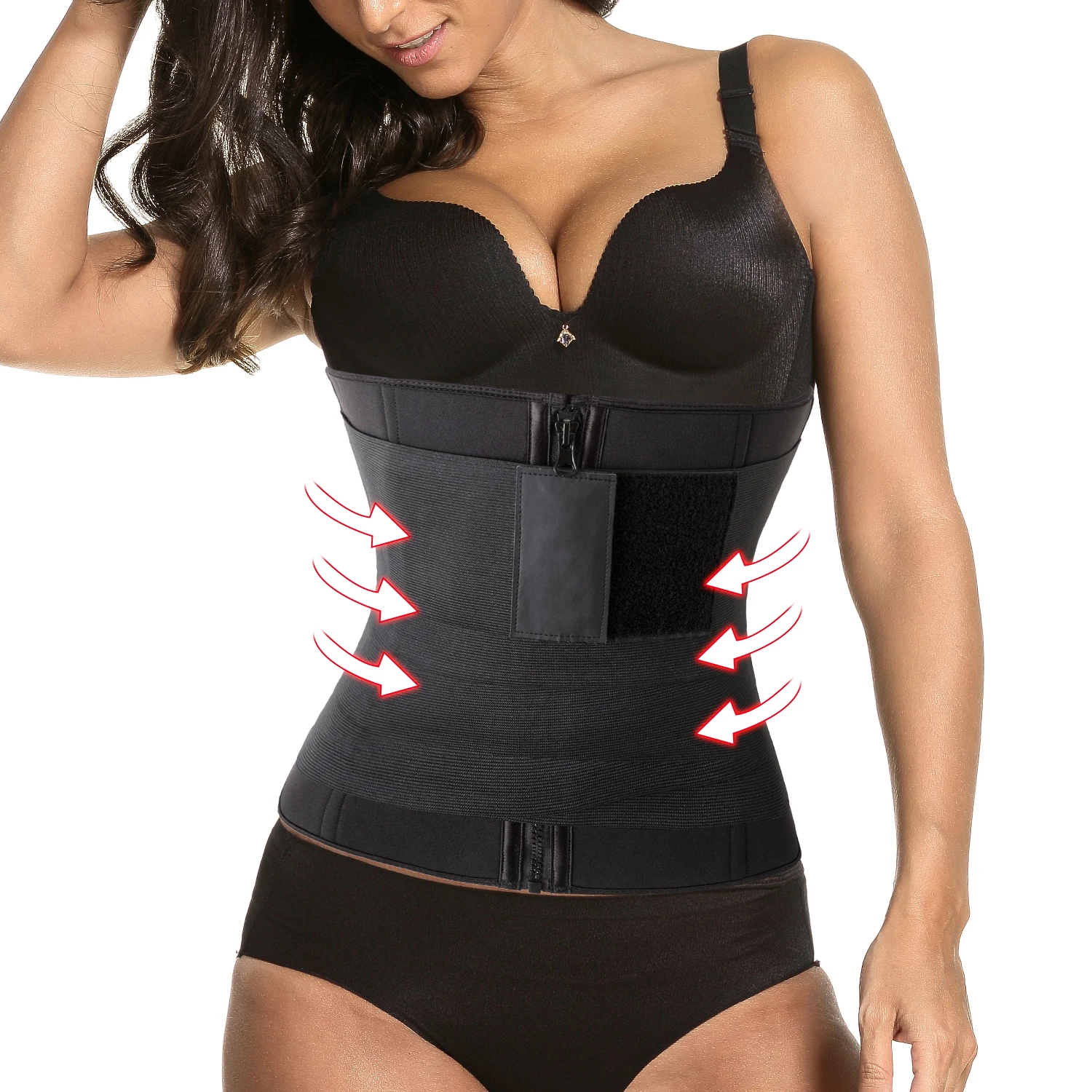 3018 Wholesale Wraps Waist Trainer Compression 9 Steel Bones Double Belt Waist Trainer Fitness Tummy Wrap With Personal Logo