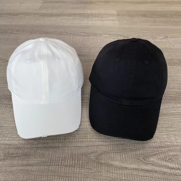 Korean fashion soft top curved brim baseball cap summer solid color washed hole peaked cap