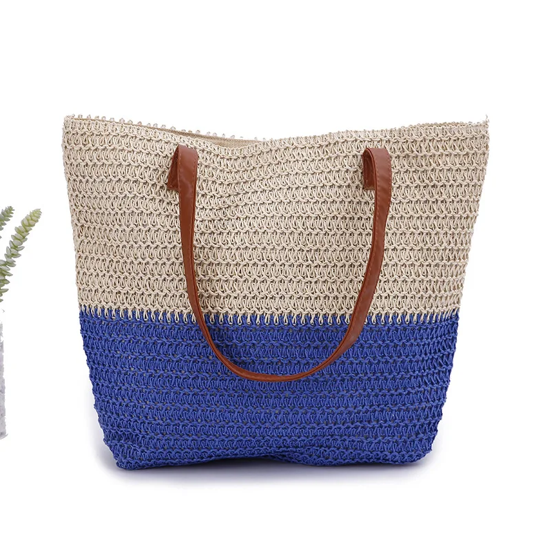 Large Colorful Beach Towel Bag Straw Beach Tote bag Rattan Woven Crochet Beach Bags