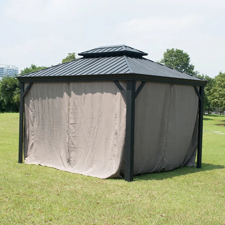 Aluminum wave gazebos pavilions outdoor Garden outdoor Party Gazebo All Weather-Proof with Mosquito Net and Patio Canopy