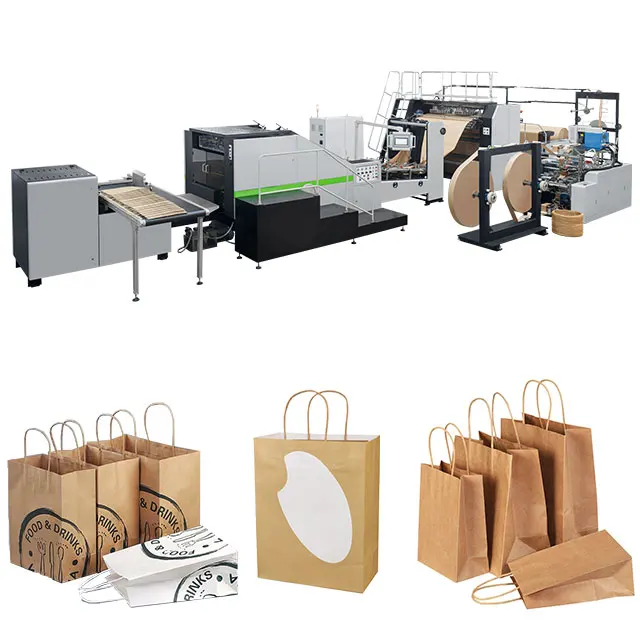 ROKIN BRAND AUTOMATIC PAPER SHOPPING BAG MAKING MACHINE WITH ROPE AND FLAT HANDLES