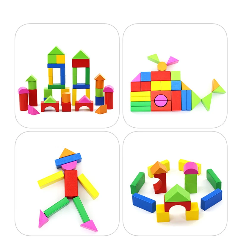 Wholesale Self Assembled Eco-Friendly Large Wooden Creative Educational Building Blocks Toys