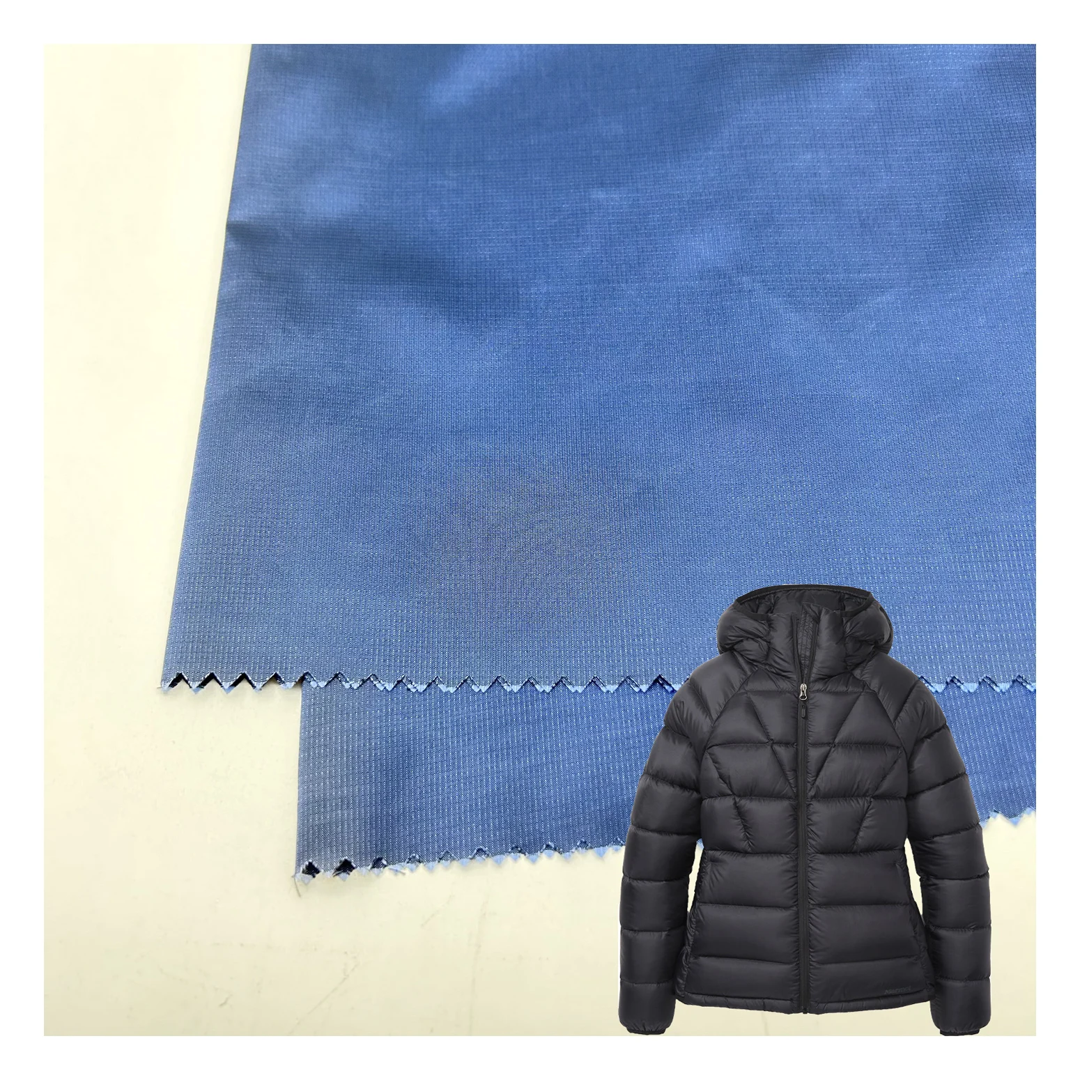 high grade down proof oil cire 20D black yarn glossy nylon ripstop fabric for down jacket padded puffer fabric