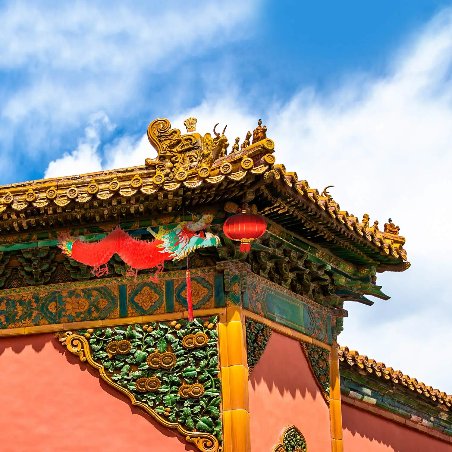 Chinese New Year home decor luxury hanging handicraft paper festival lanterns dragon boat ornaments dragon toy Chinese lanterns