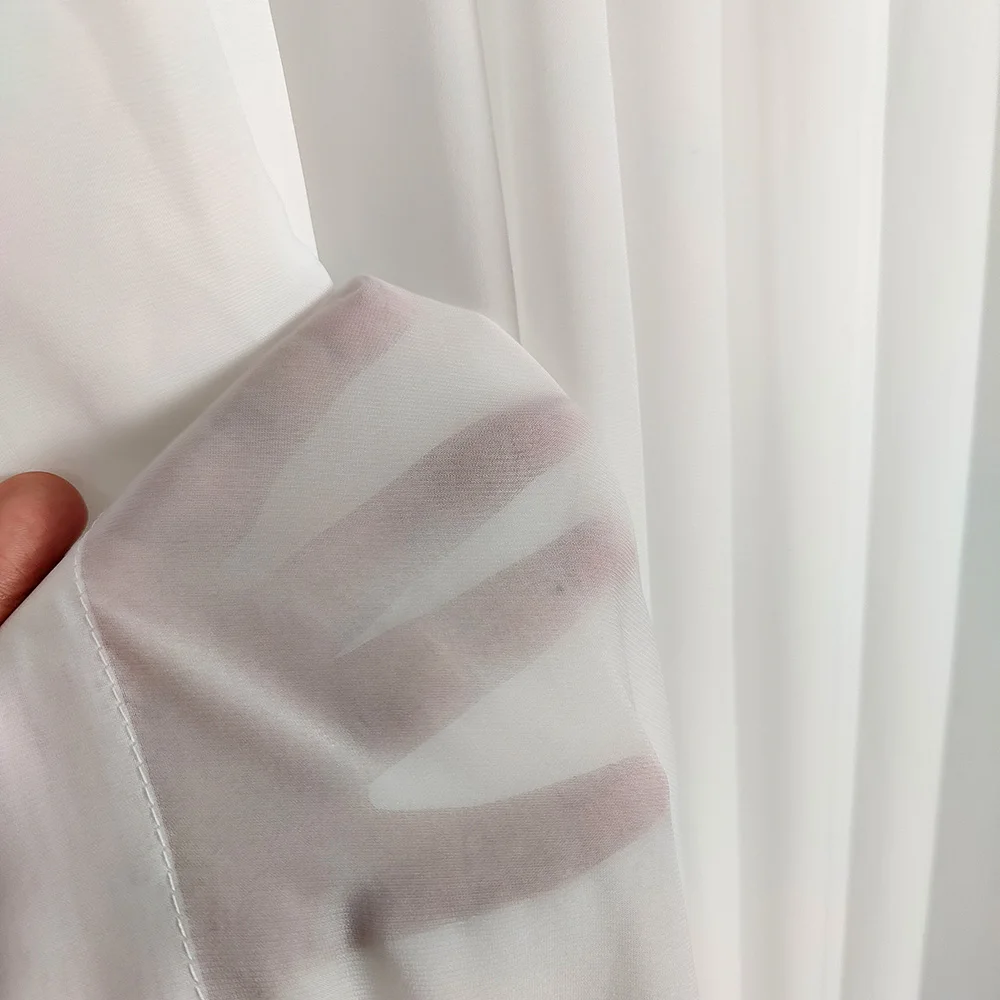 Bomar High quality chiffon grommet curtain semi sheer curtain voile white living room curtains luxury