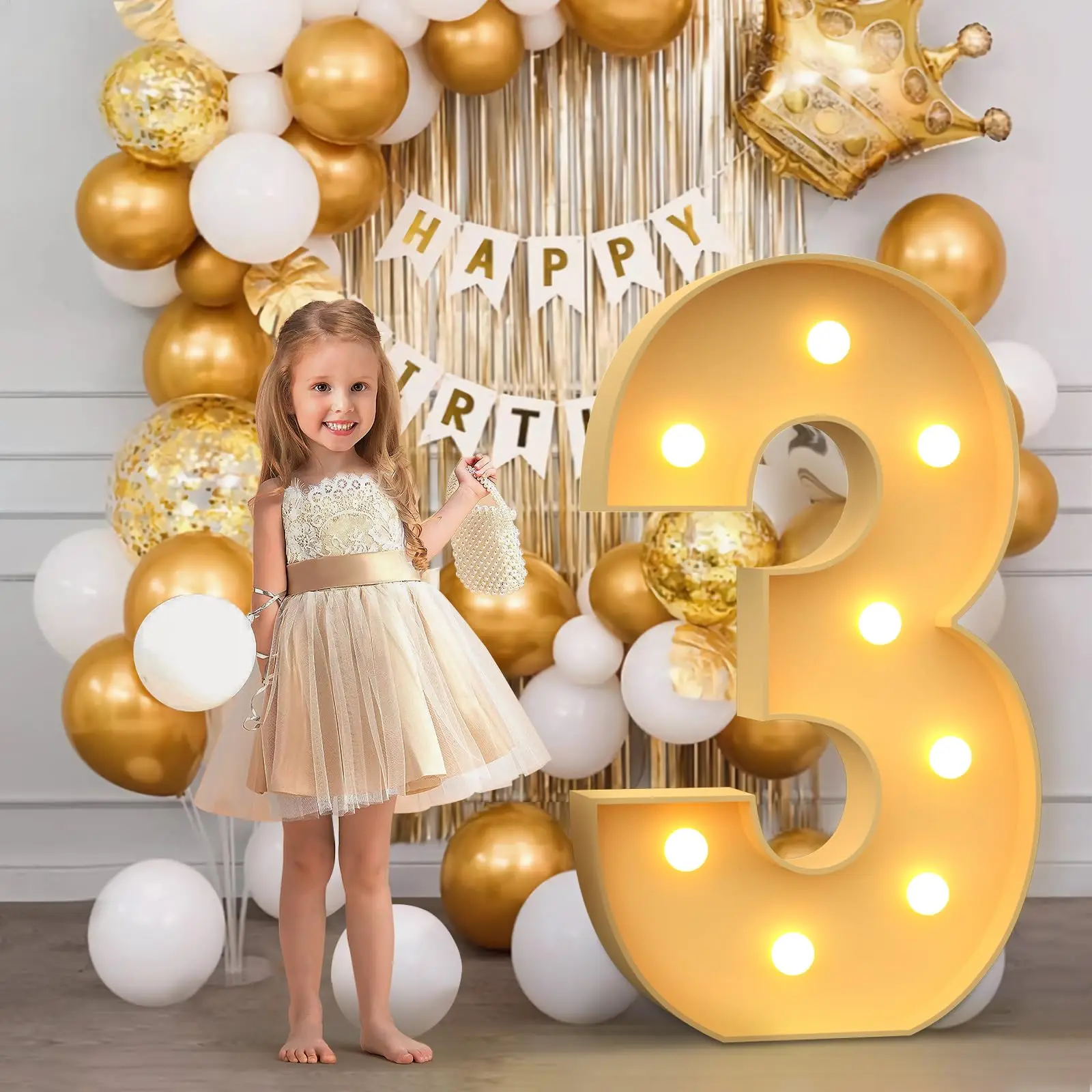Customized Party Props with Homemade KT Board Lights LED Large Digital Lights Baby Banquet Birthday Party Decorations