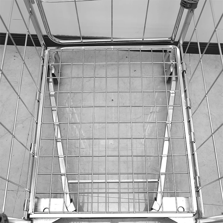 Hot Sale storage industrial transport metal steel welded foldable wire roll container trolley cage