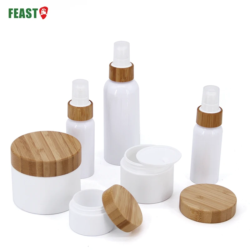 
Bamboo Screw Lid Mini Bottle Airless Bottle 30ml Body Plastic Luxury Bottle for Night Cream 