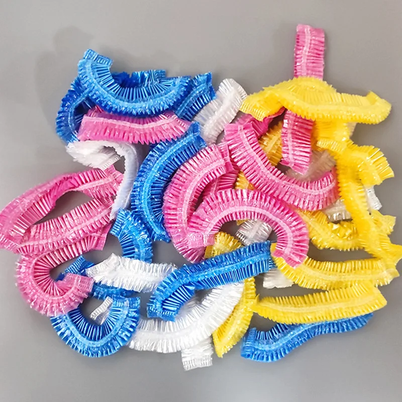 Hair Processing Waterproof Plastic Disposable Clear Hair Shower Cap for Women Hair SPA Salon Hotel Travel