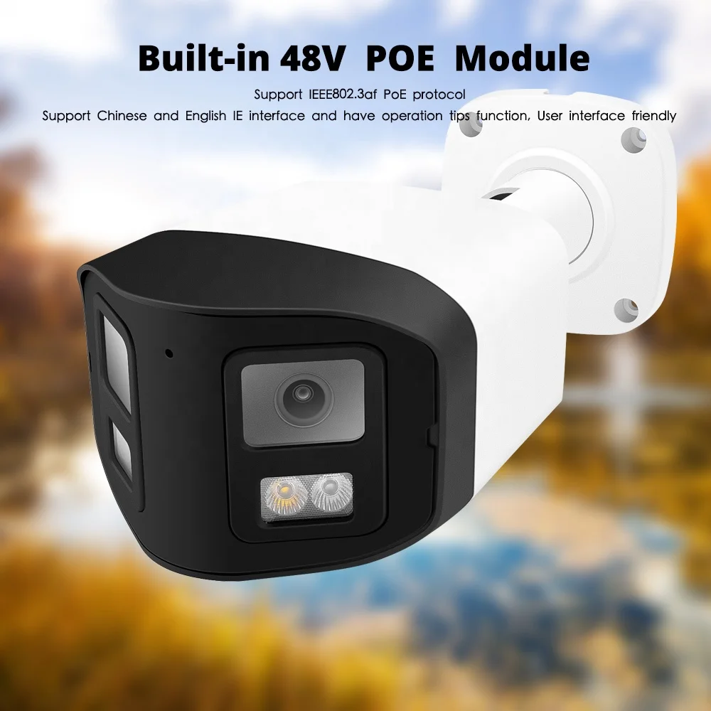 With two way audio and SD card slot Dual lens 180 degree view 24/7 colorful imaging 4MP ColorVu Panoramic POE IP Camera