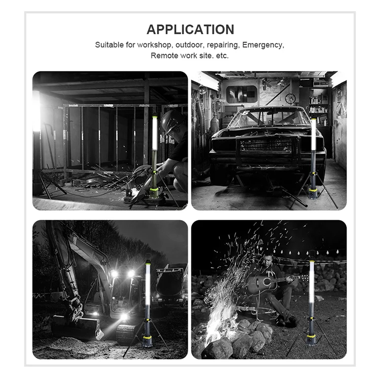 Omniglo Hight Lumen Waterproof Portable Led Worklight 100~240V Ac Plug-In Collapsible Tripod Stand Area Light Worklight