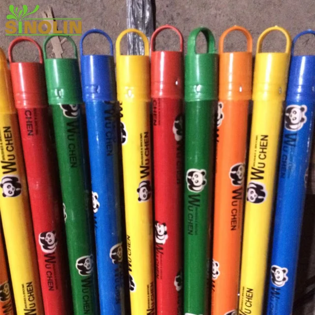machine making plastic PVC coated colorful for wooden broom with handle stick and wood mop pole bucket cleaning floor dust pan