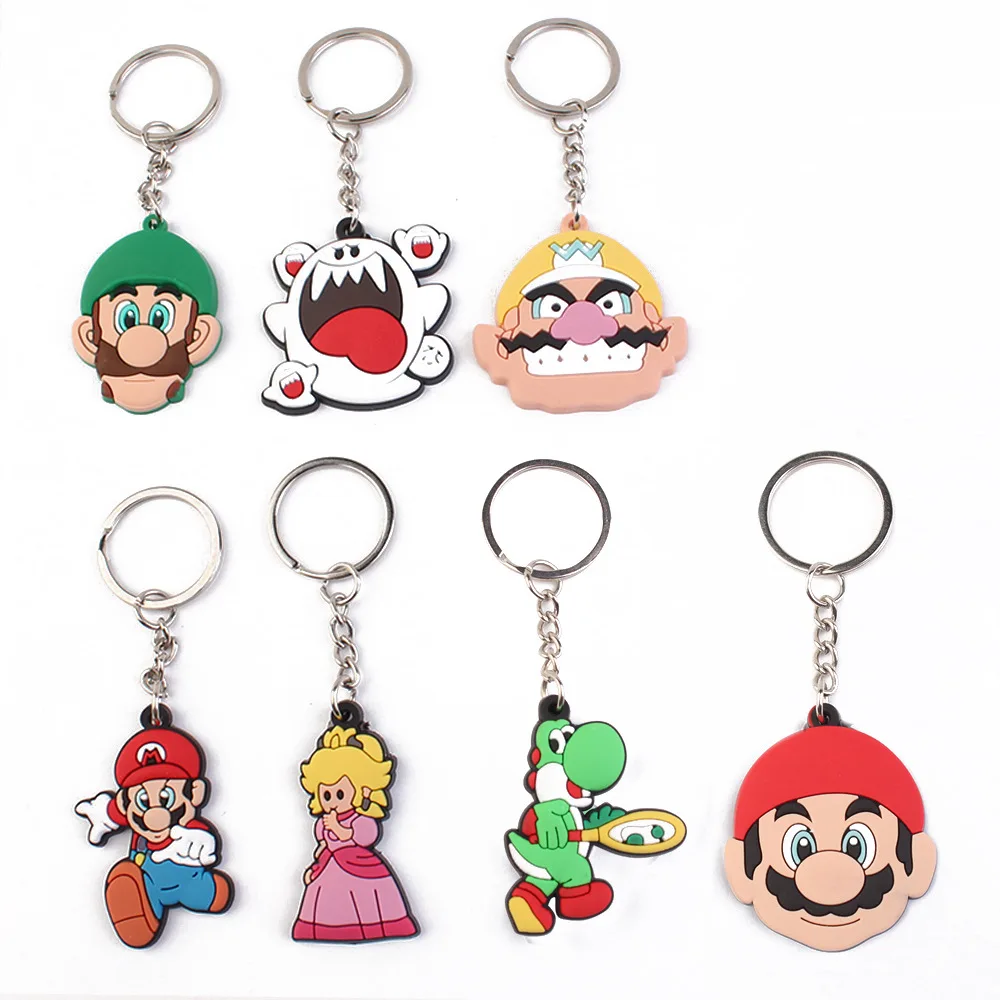 Lovely Cartoon Mario Yoshi Toad Keychain 2D PVC Plane Two-Sided Key Chain Wholesale Promotional Gift Bag Pendant Key Rings