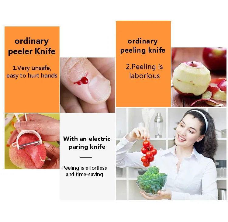 Amazon hot portable vegetable mini automatic machine knife potato garlic orange electrical peeler