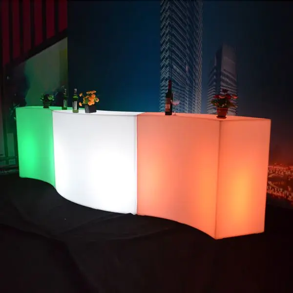 pe plastic glowing  led bar furniture portable mobile counter for events mostrador tienda restaurant bar led shelf