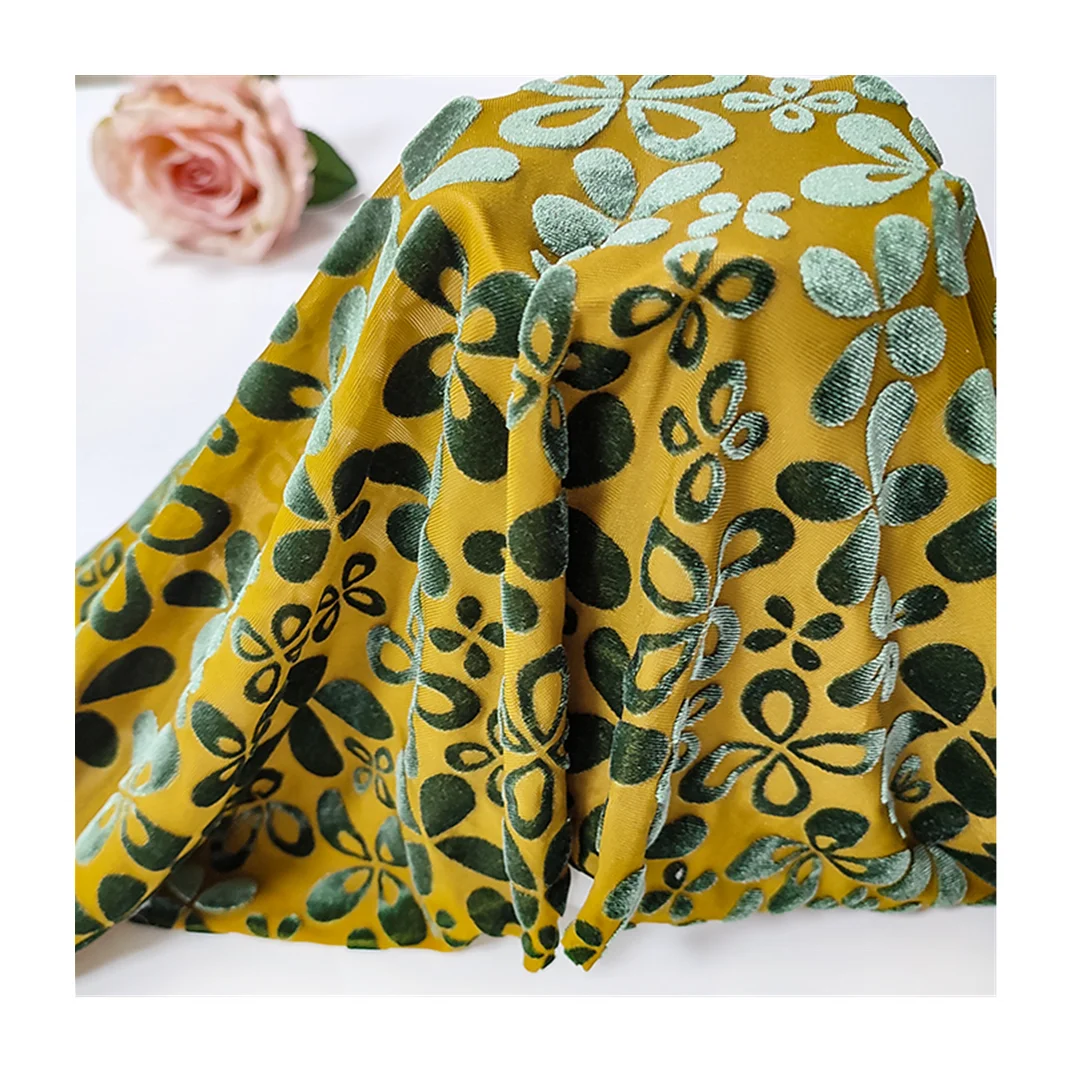 New design soft korea velvet burnout velvet fabric wholesale for womens wear scarf