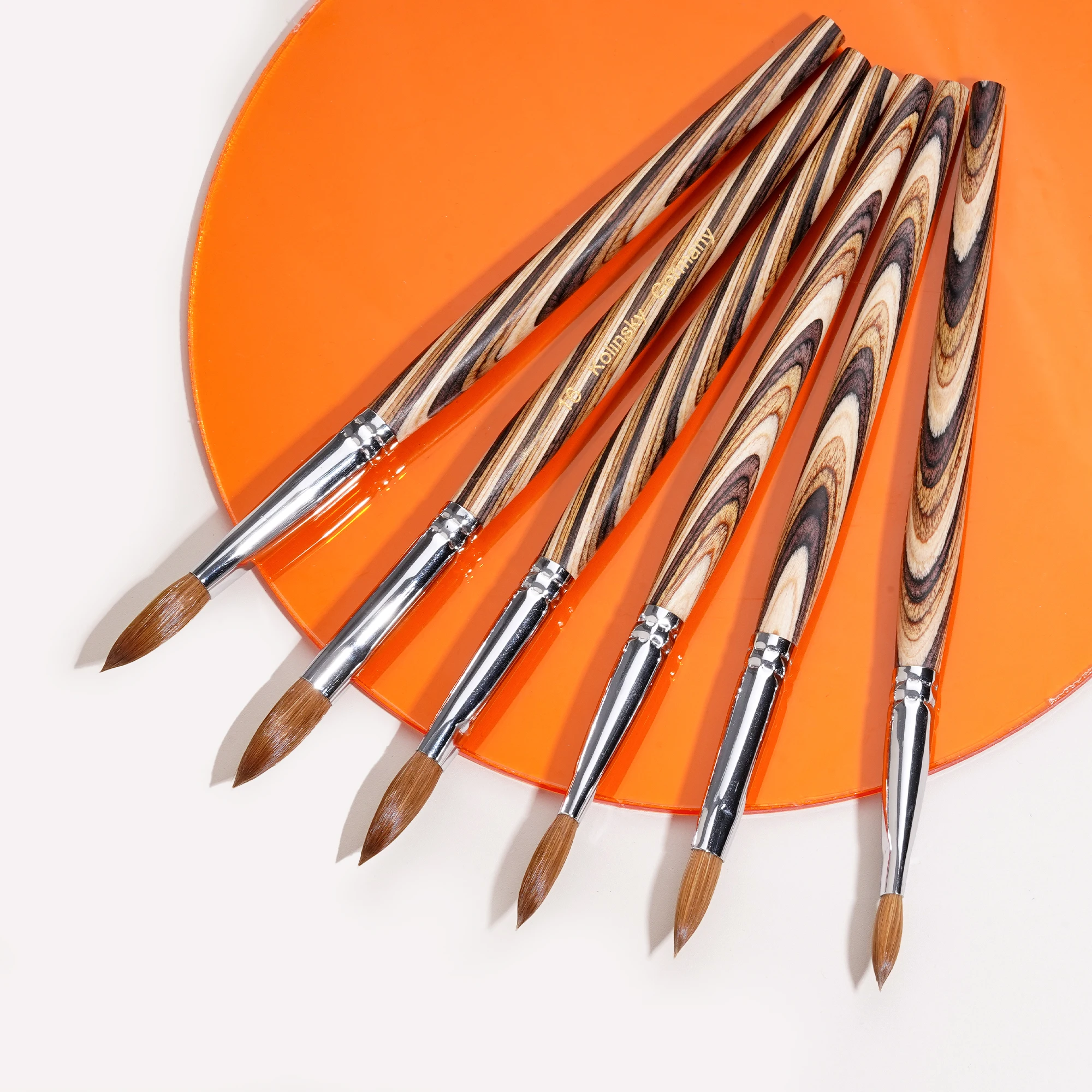 Factory Wholesale Custom Private Label High Quality Manicure Kit Wood Handle 100% Kolinsky French Acrylic Nail Brush Set For Art