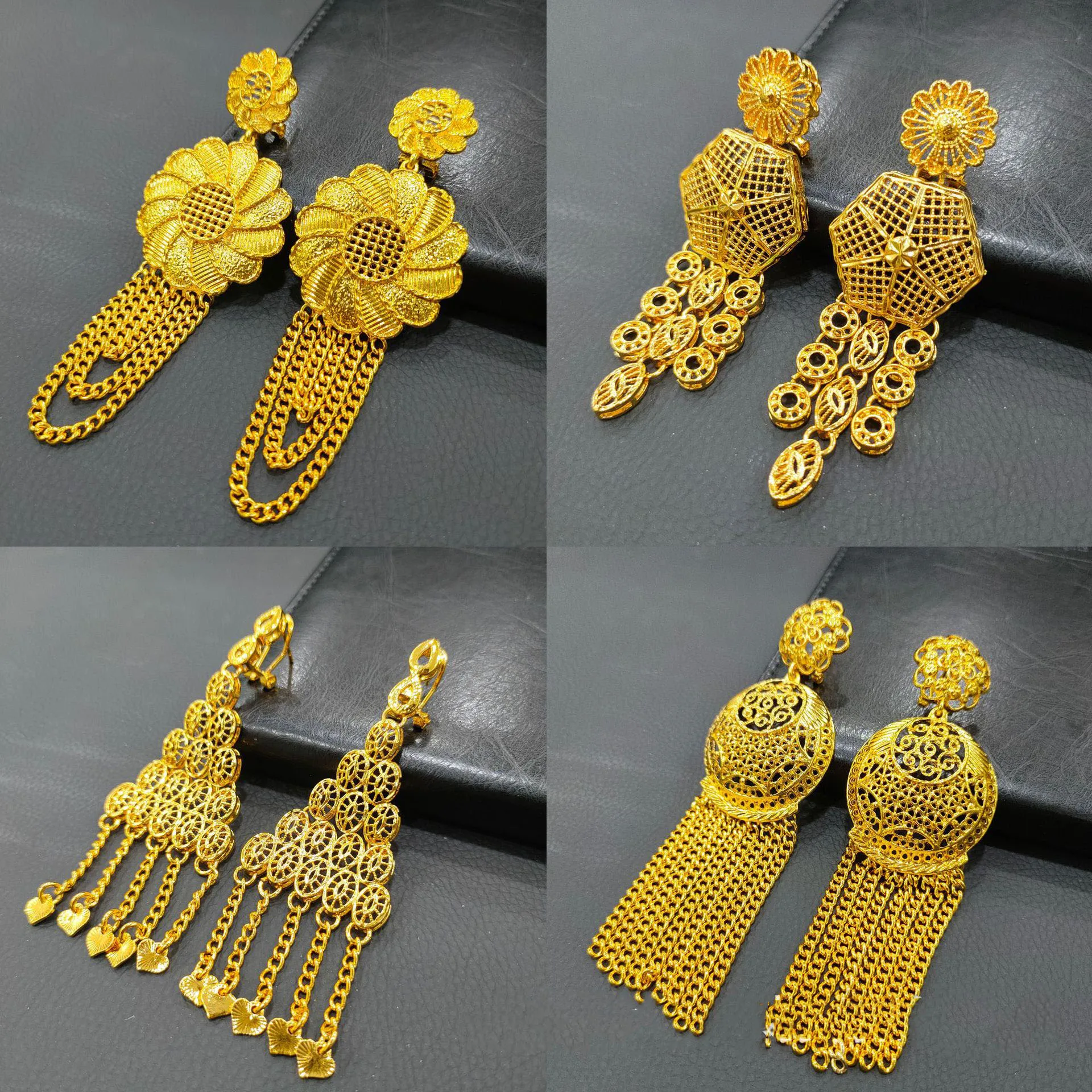 Gold Plating bride wedding long earrings style wedding jewelry copper tassel pendant earrings wholesale