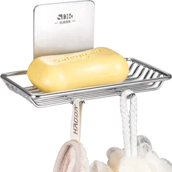 Stainless Steel Bathroom Storage Shower Square Soap Dish Holder Bathtub Soap Basket Soap Rack