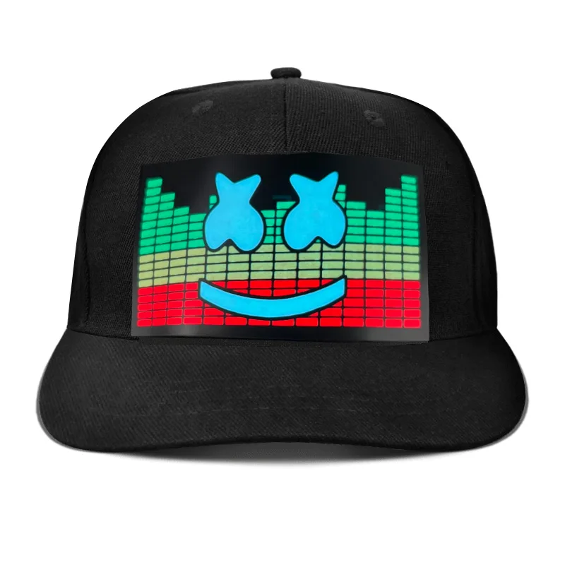 Sound Activated Led Flashing Caps EL Light Panel Cap Customized Design Baseball Led Hats
